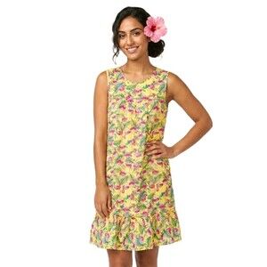 Anthony Richards VTG Pink Flamingo Hawaiian Luau Mumu Dress Sleeveless Size L